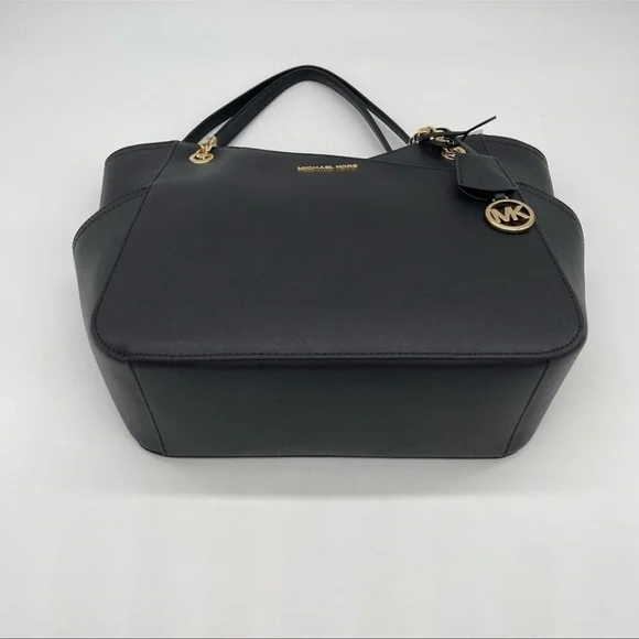 Michael Kors Large X Chain Shoulder Tote Bag Rich Black Leather - Picture 8 of 10